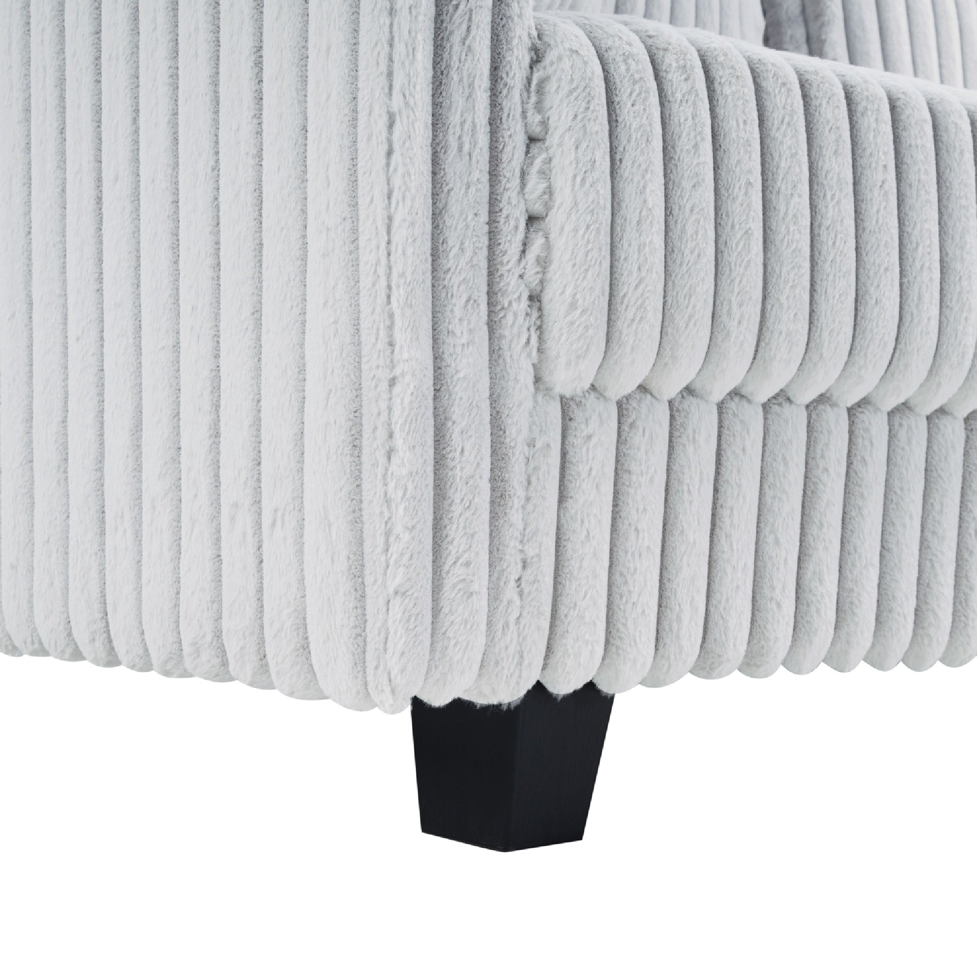 100-inch corduroy fabric sofa with L-shaped modular 3-seat convertible sofa, built-in dual charging ports at the arms, and armrests can be freely placed anywhere