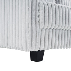 100-inch corduroy fabric sofa with L-shaped modular 3-seat convertible sofa, built-in dual charging ports at the arms, and armrests can be freely placed anywhere