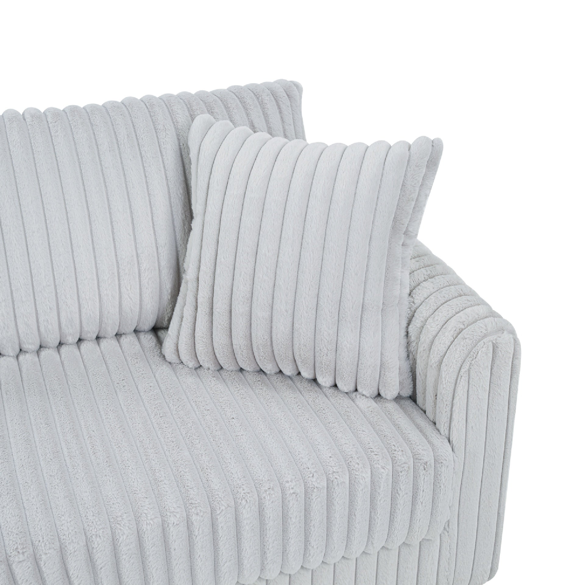 100-inch corduroy fabric sofa with L-shaped modular 3-seat convertible sofa, built-in dual charging ports at the arms, and armrests can be freely placed anywhere