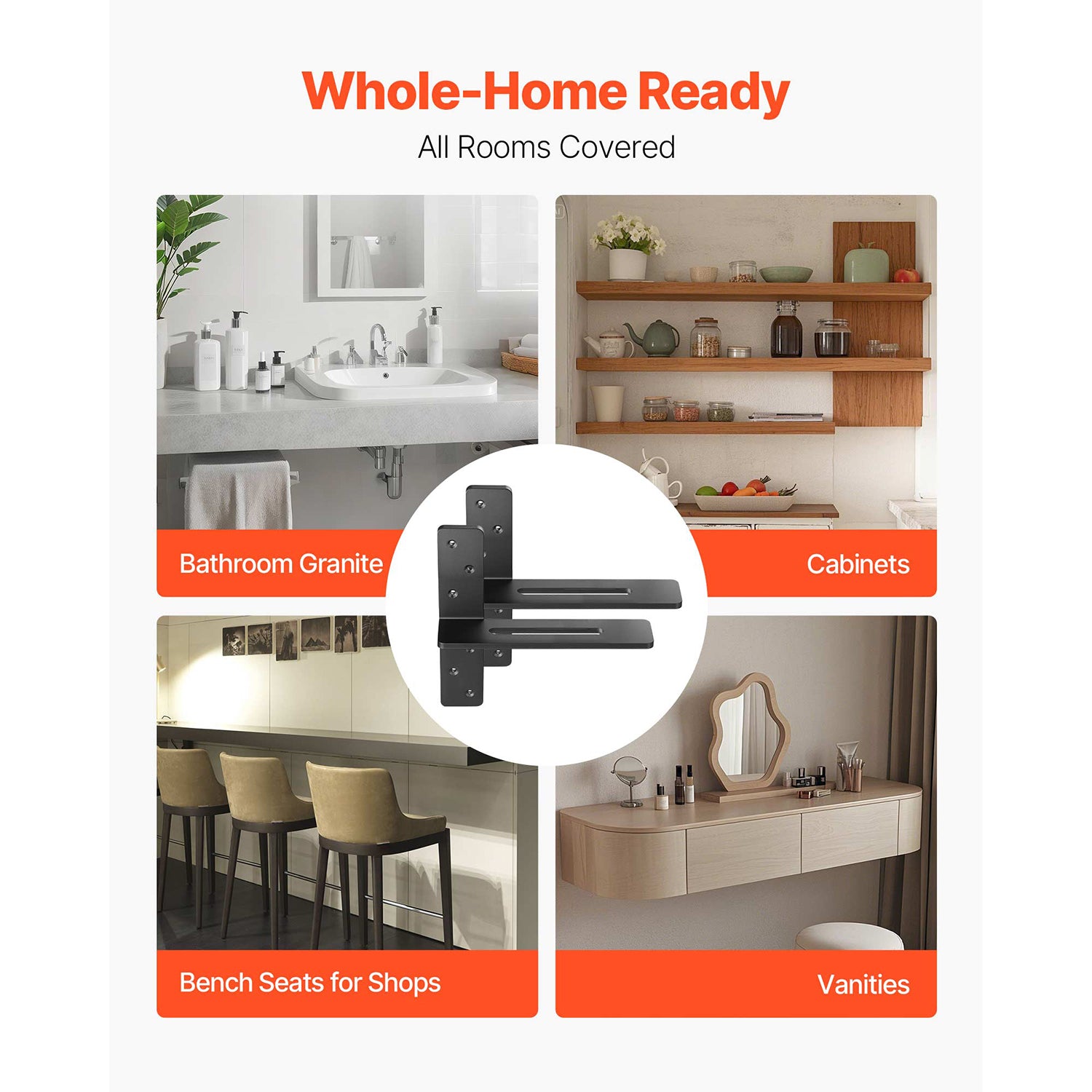 2 Pcs Shelf Brackets 12 inch / 304.8 mm Heavy Duty Floating Shelf Brackets