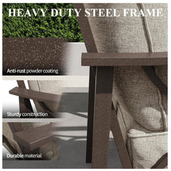 48" All-Weather Metal Loveseat 2 Seats Couch Sofa with Beige Cushions & Khaki Frame
