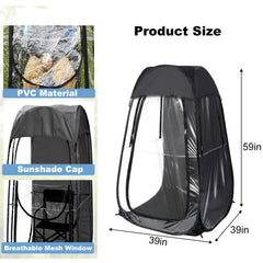 Portable Pop Up Sports Tent, Ideal Shelter for Outdoor Sports Events, Fishing and Camping, Protection from Cold Wind and Rain, Black