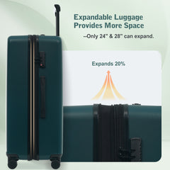 Luggage Sets 5 Piece with Front Opening, Hardside Expandable Carry On Suitcase Set with Double Spinner Wheel, Lightweight Travel Luggage with USB Port,TSA Locks(20"24"28")