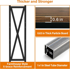 56.30'' Bakers Rack 4-Level Storage Shelves Mental and Wooden Kitchen Shelves, Kitchen Organizers and Storage, for Garage, Pantry, Bathroom ,25.60'' Length