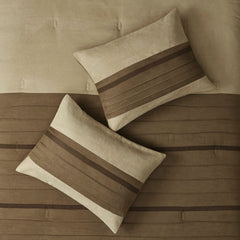 7 PC Pieced Faux Suede Comforter Set Natural Full