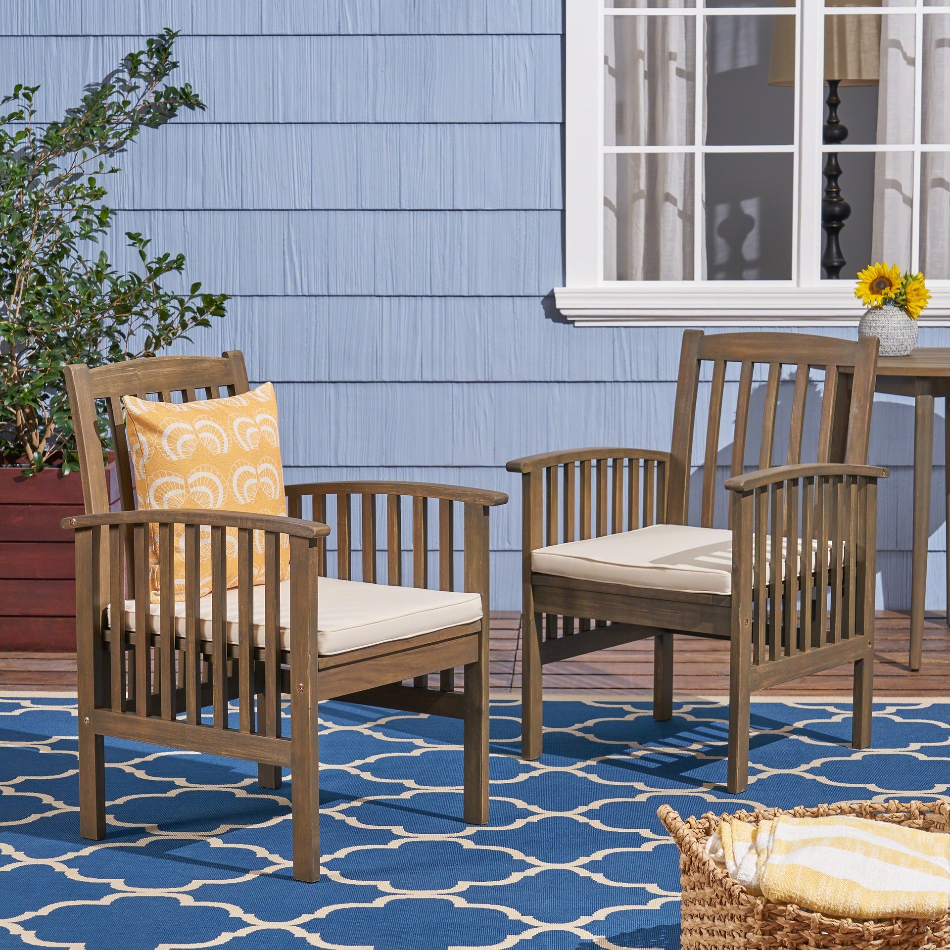 CASA ACACIA DINING CHAIR,2PCS with 2 Cushions