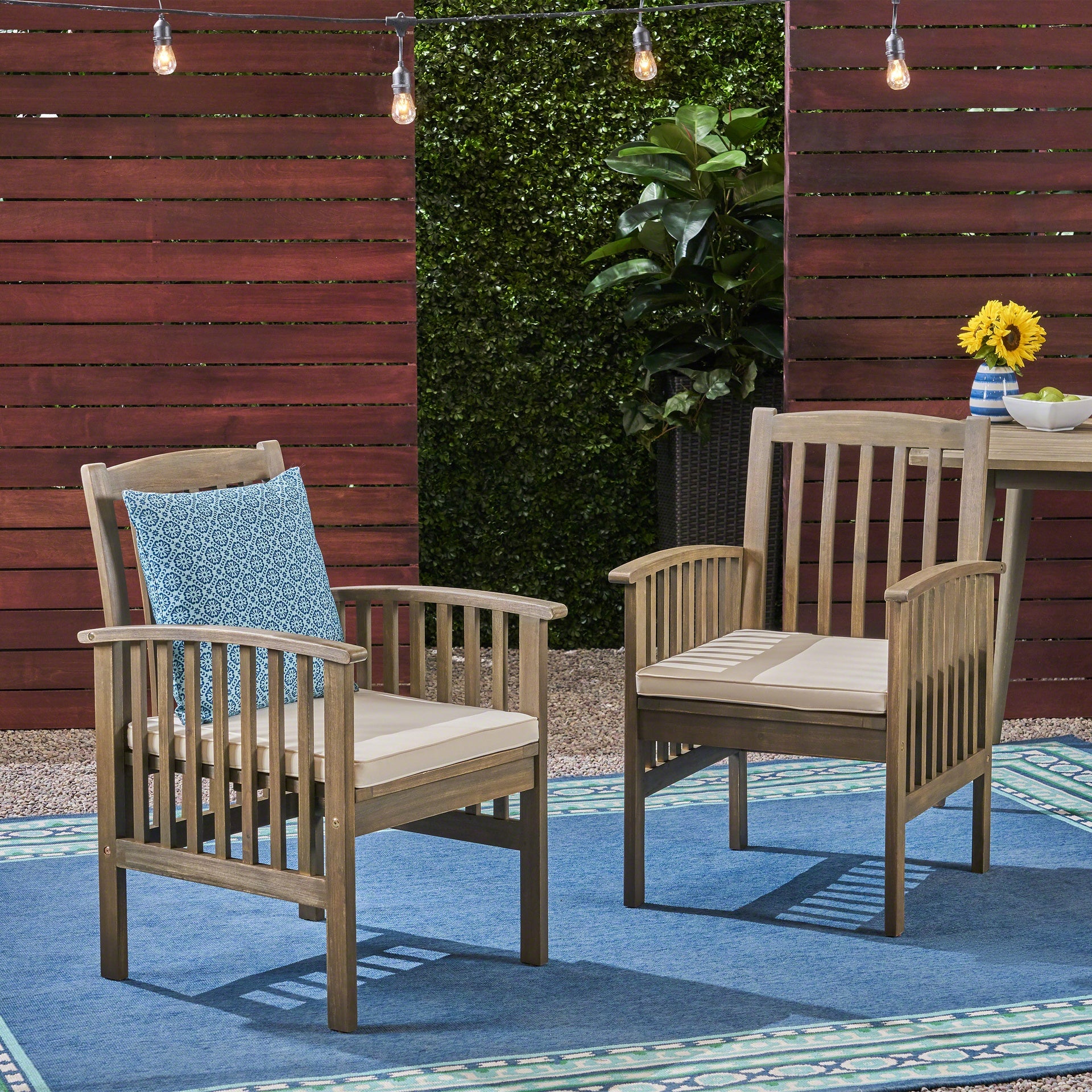 CASA ACACIA DINING CHAIR,2PCS with 2 Cushions