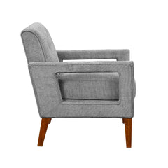 Modern Living Room Chair Gray Chenille Upholstery Pocket Coils Solid Wood Legs Furniture 1pc Armchair