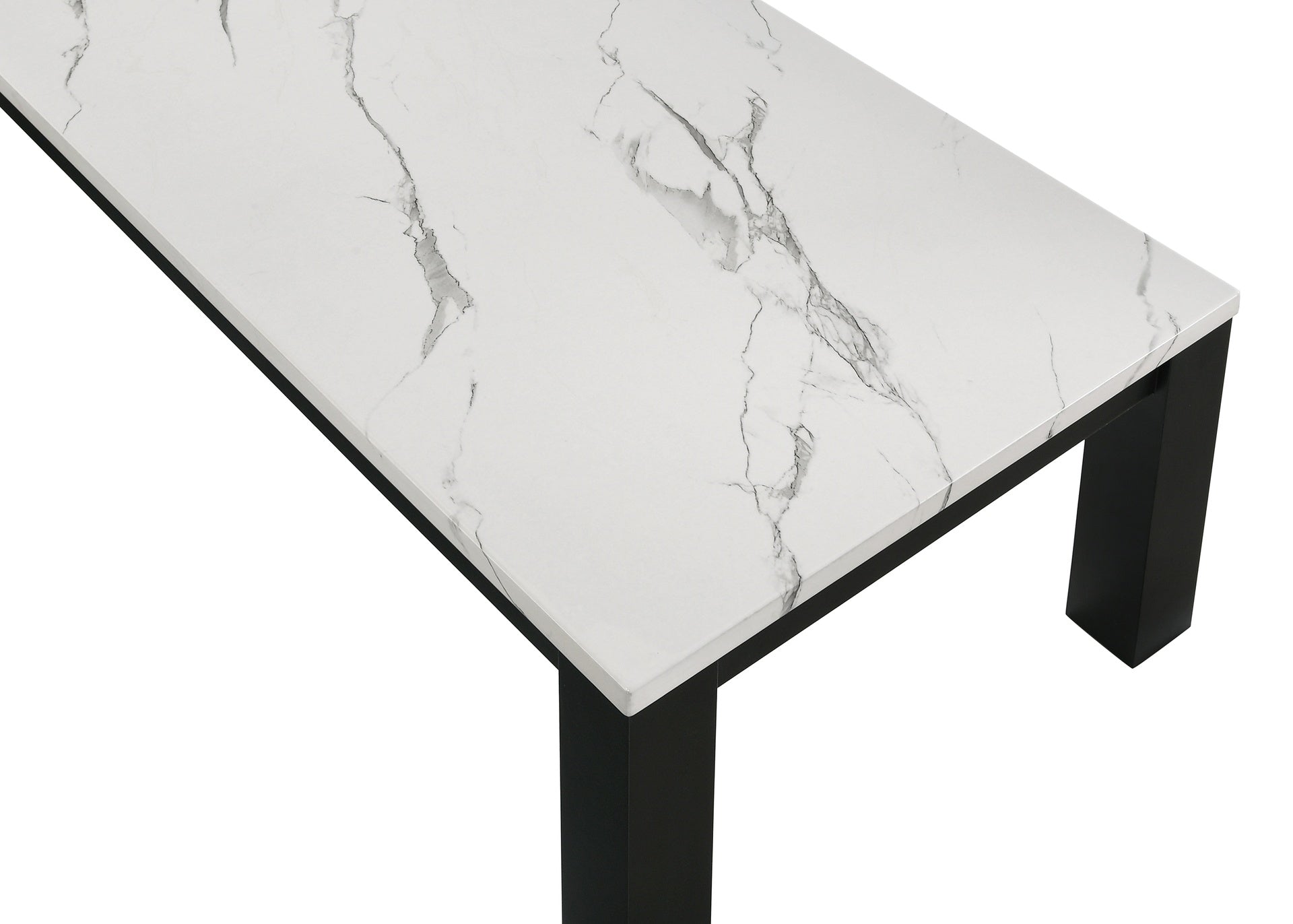 White Black 3-Piece Living Room Table Set Faux Marble Table Top Cocktail Table and Two Matching End Tables Wooden Furniture