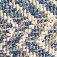 Alina Wool and Cotton Pouf, Natural and Blue