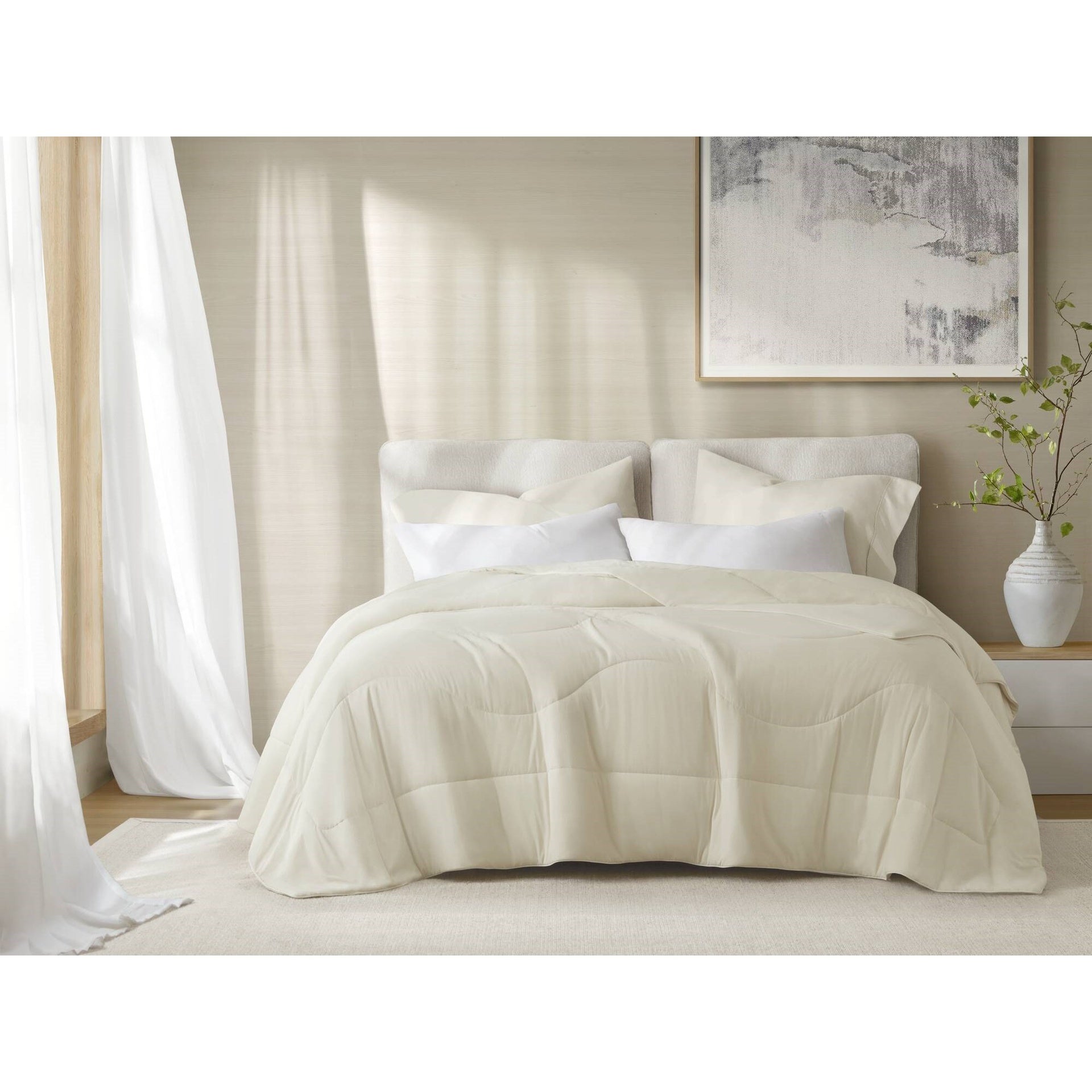 1-Piece Full/Queen Reversible Tencel Comforter Blanket,Ivory