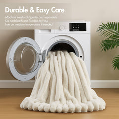 3-Piece Full/Queen Ultrasoft Faux Fur Ribbed Comforter Set,Ivory