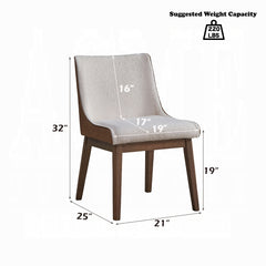Modern Contemporary Brown and White Boucle Upholstery Dining Chairs Set of 2, Wingback Walnut Finish Retro Style Dining Furniture