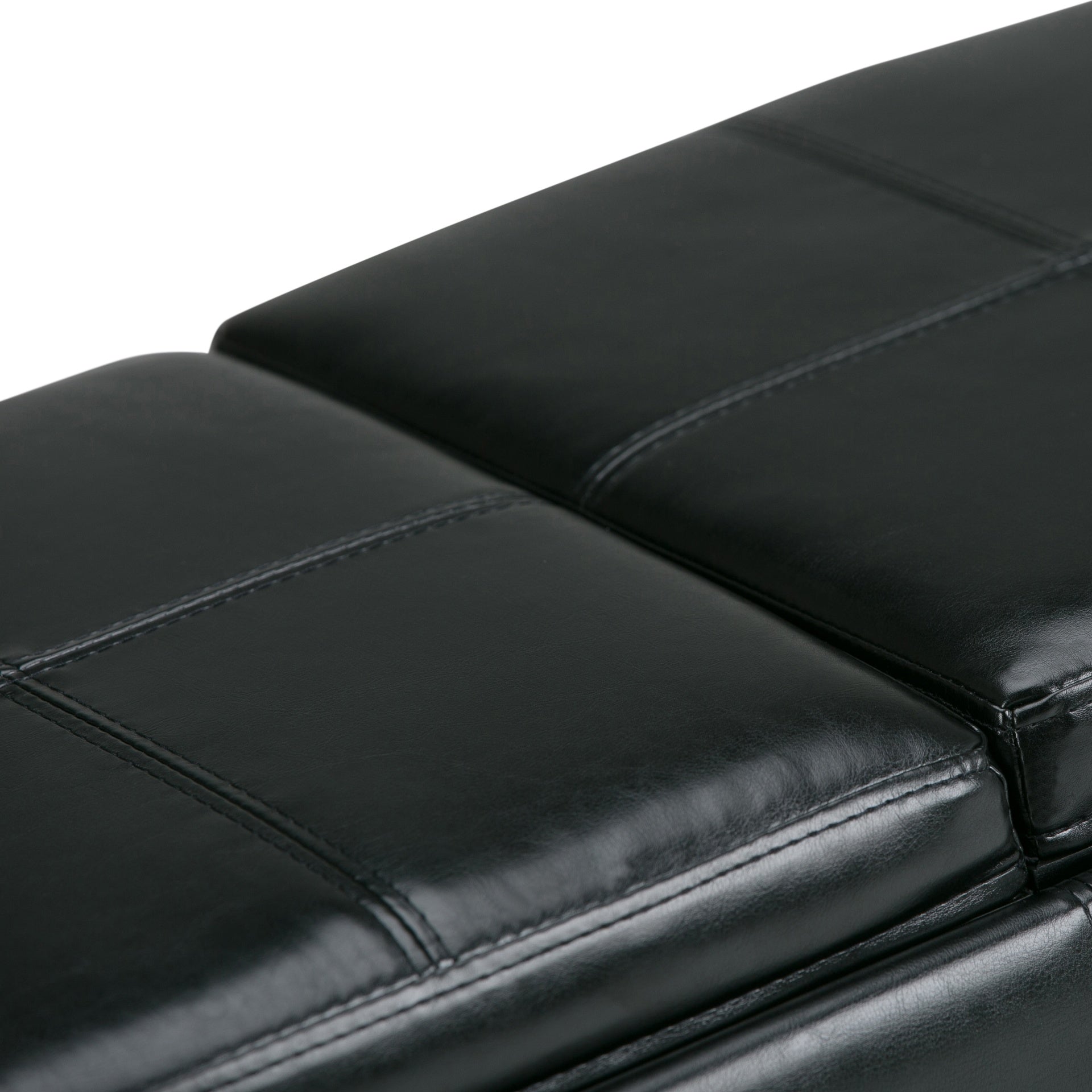 Avalon 42 inch Wide Storage Ottoman in Midnight Black Vegan Leather