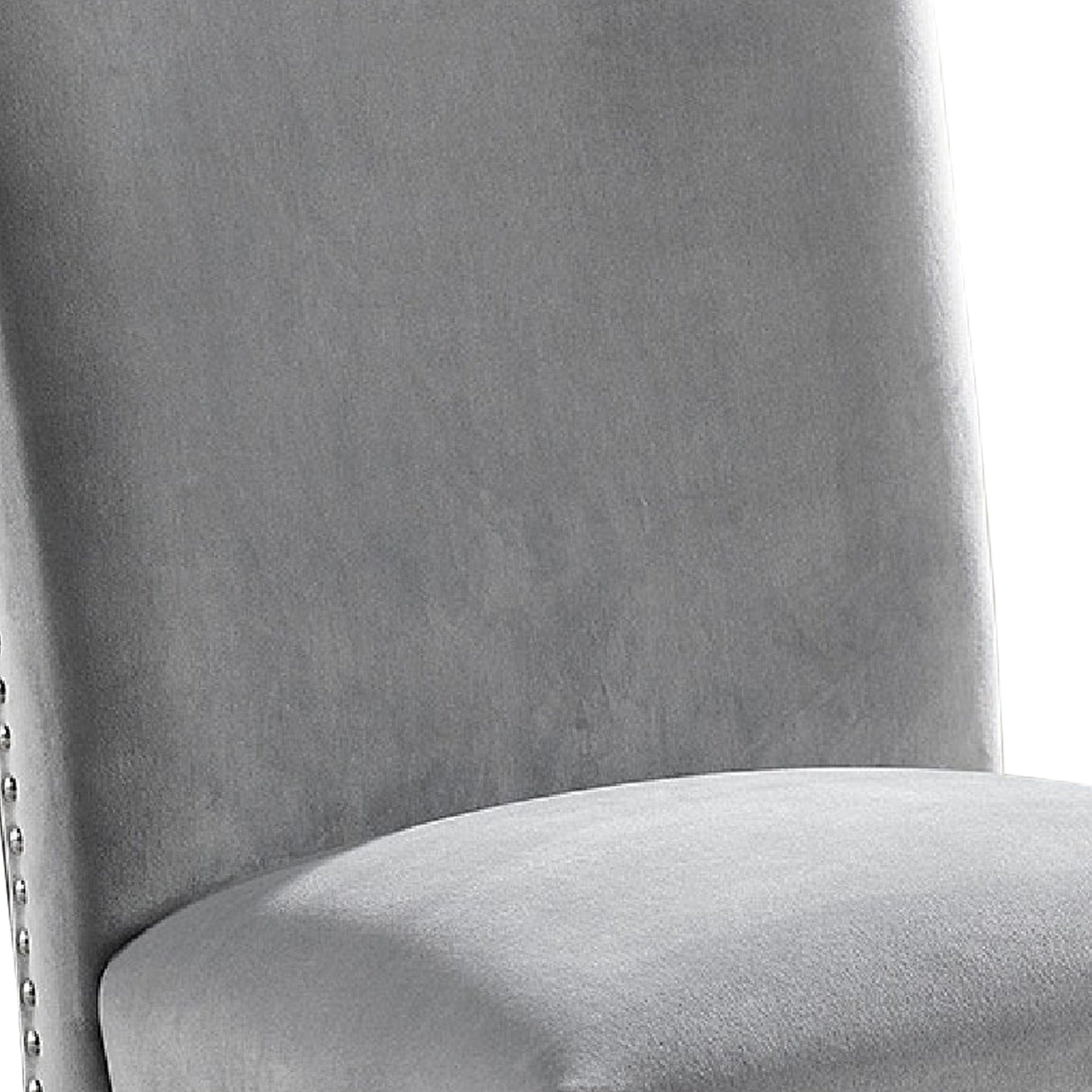 28 Inch Dining Side Chair Set of 2, Padded Gray Flannelette, Black Wood