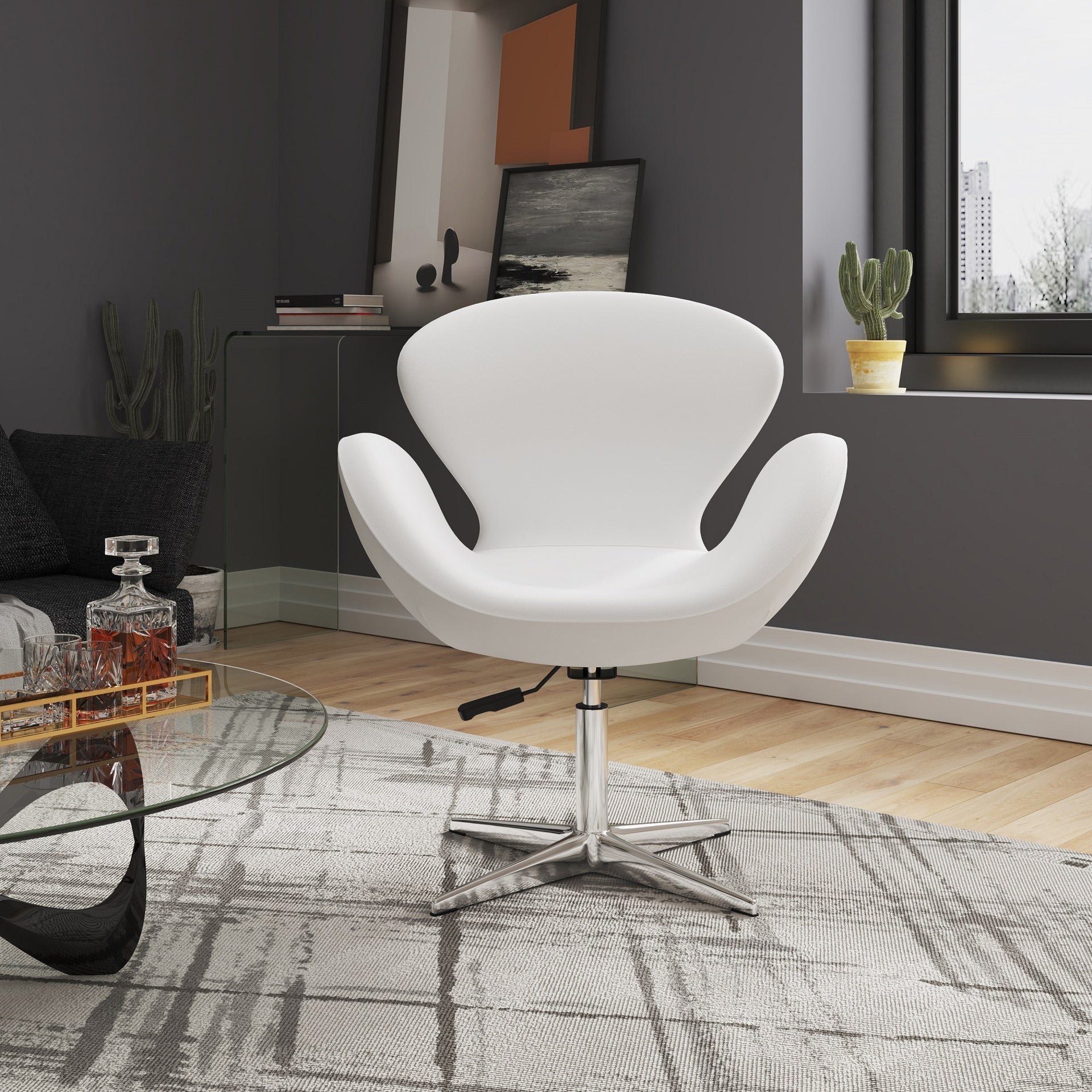 Swivel Lounge Chair in White