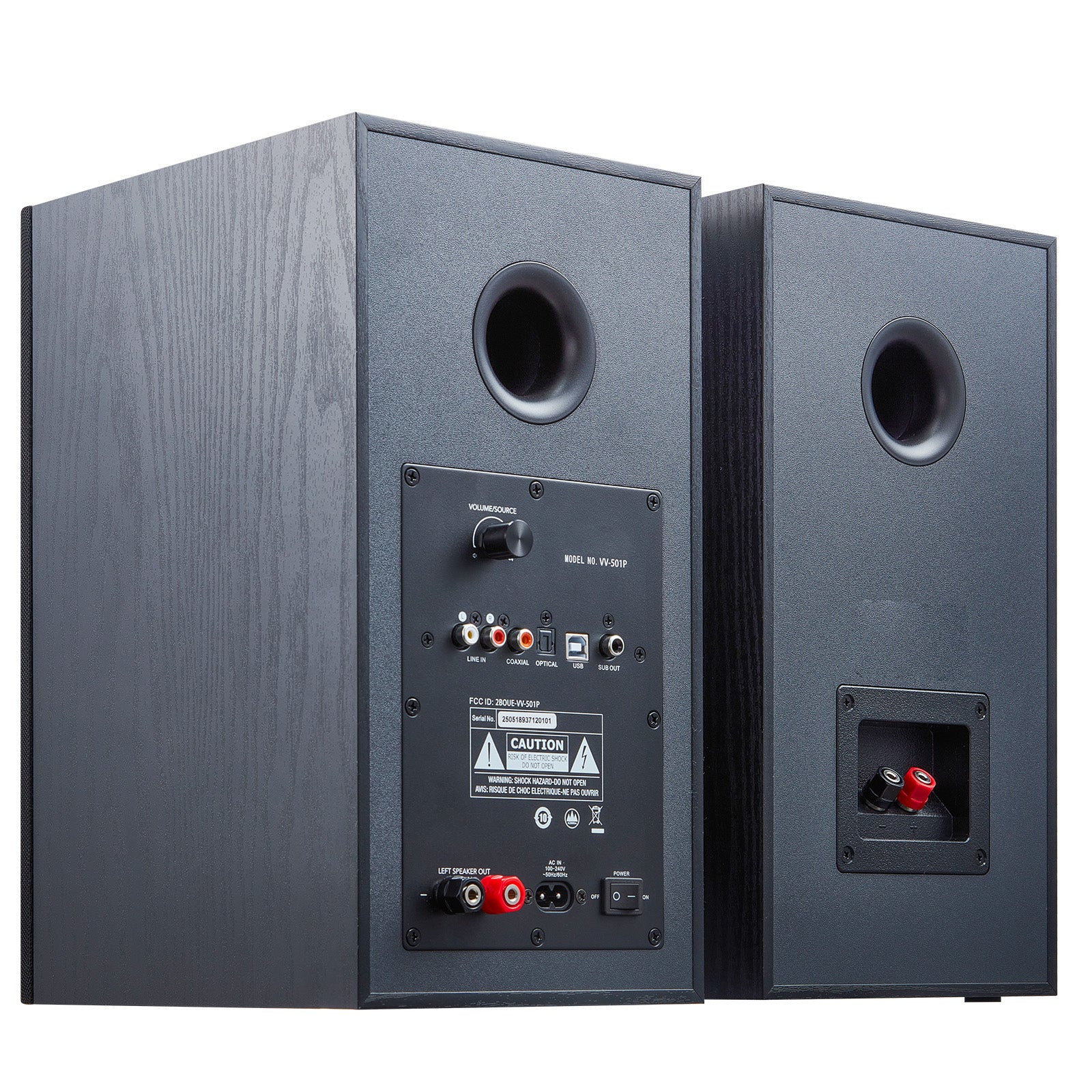 Active Powered Bookshelf Studio Monitor Speakers 25W x2 Bluetooth Coaxial Stereo