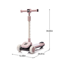 Kids Ride On 3-Wheel Scooter W/Buildable blocks, PU flashing wheels and Folding Kick Scooter,Thickened custom aluminum tube,5-position height-adjustable handlebar&one-touch footbrake for Kids Aged 3-9