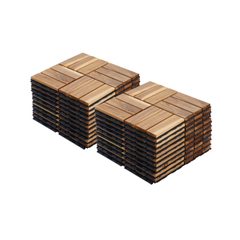 20 PCS Interlocking Deck Tiles Checker Pattern, 12" x 12" Square Yellow Acacia Hardwood Outdoor Flooring for Patio, Bancony, Pool Side,...