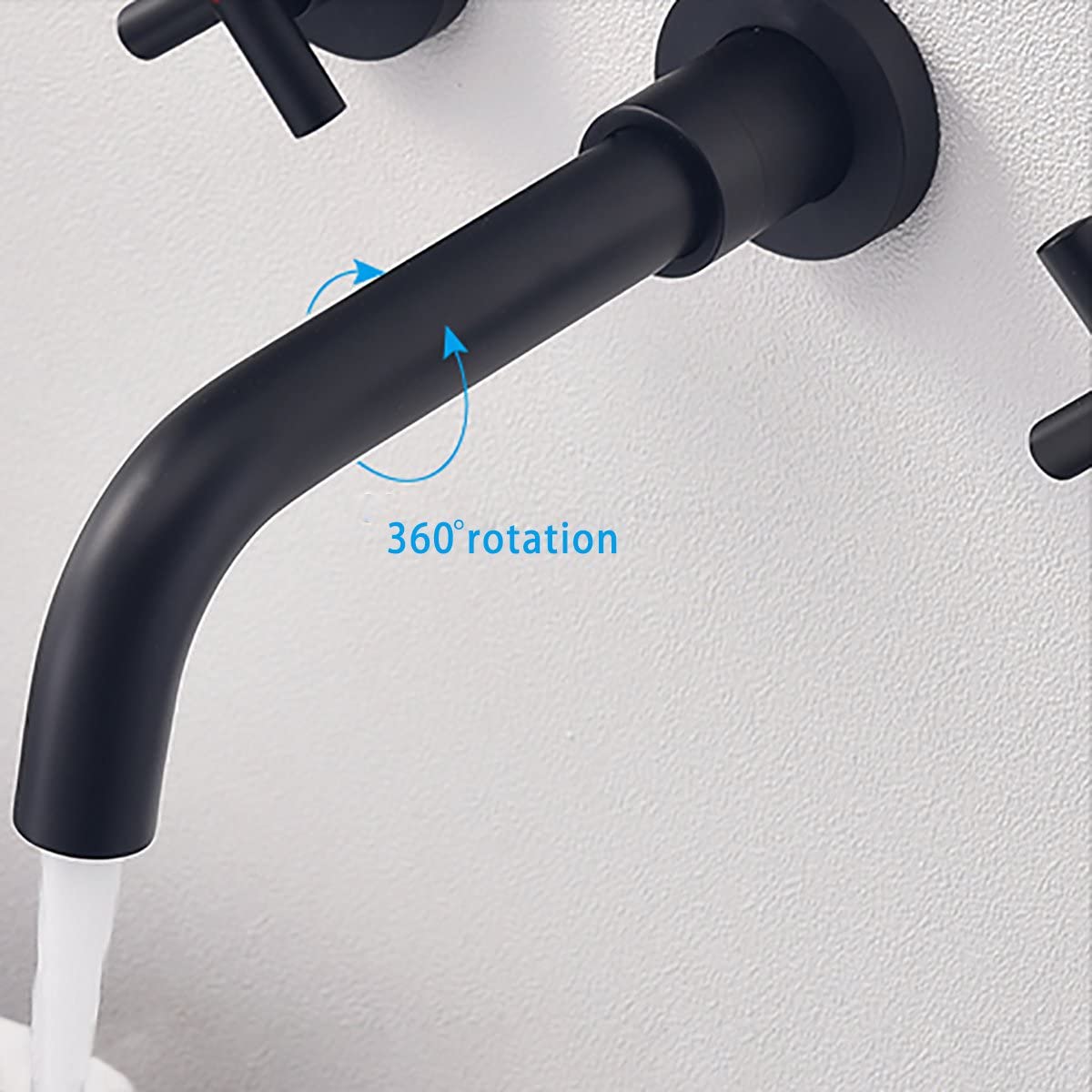 Wall Mounted Dual Handle Bathroom Sink Faucet with Pop-Up Drain (No Overflow)