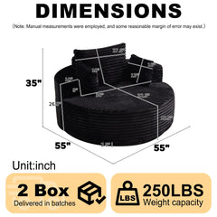 55''L Corduroy Foam Single Swivel Chair, Fluffy Modern Sleeper, 360 Degree Swivel Chair for Living Room, Bedroom, Lounge and Projection Room