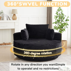 55''L Corduroy Foam Single Swivel Chair, Fluffy Modern Sleeper, 360 Degree Swivel Chair for Living Room, Bedroom, Lounge and Projection Room