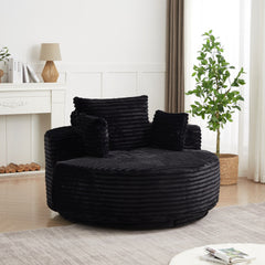 55''L Corduroy Foam Single Swivel Chair, Fluffy Modern Sleeper, 360 Degree Swivel Chair for Living Room, Bedroom, Lounge and Projection Room