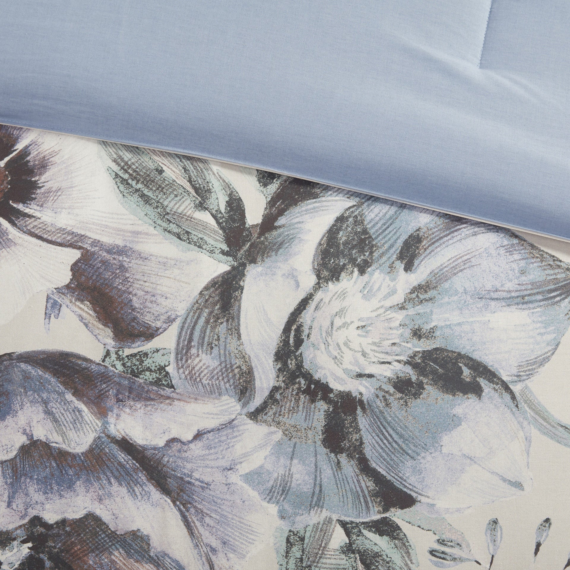 8 Piece Cotton Printed Comforter Set Blue King