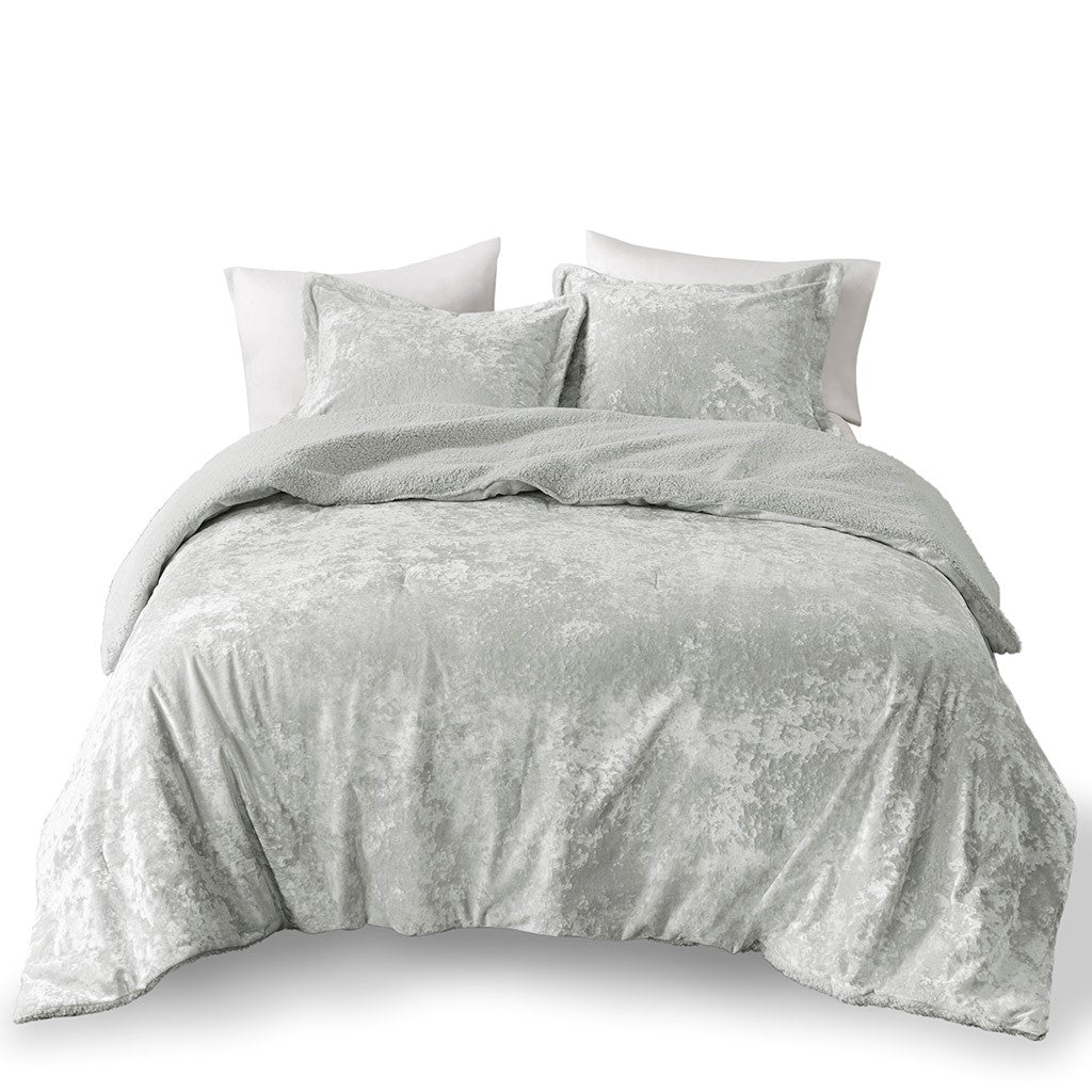 Twin/Twin XL Crushed Velvet Sherpa Reversible Comforter Set