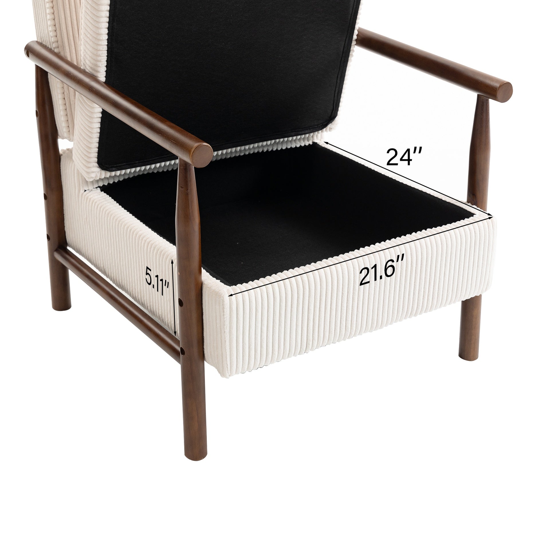 Storage Chair,Mid Century Modern Accent Chair with Wood Frame, Upholstered Living Room Chairs with Waist Cushion, Reading Armchair for Bedroom Sunroom