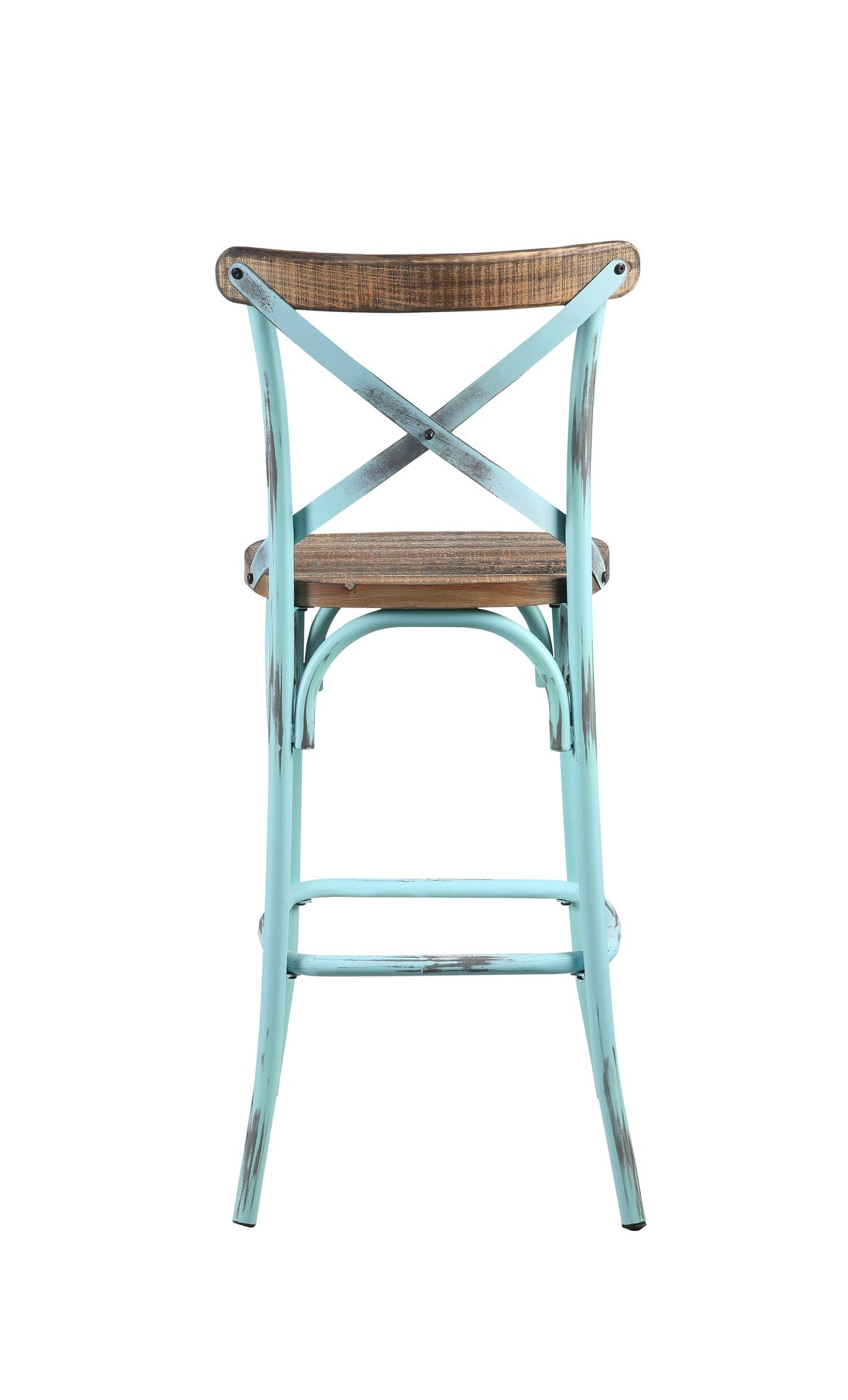 Zaire Antique Turquoise & Antique Oak Finish Bar Chair