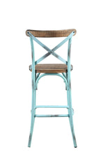 Zaire Antique Turquoise & Antique Oak Finish Bar Chair