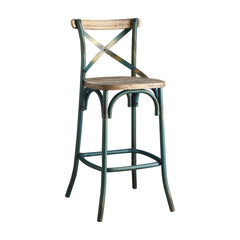 Zaire Antique Turquoise & Antique Oak Finish Bar Chair