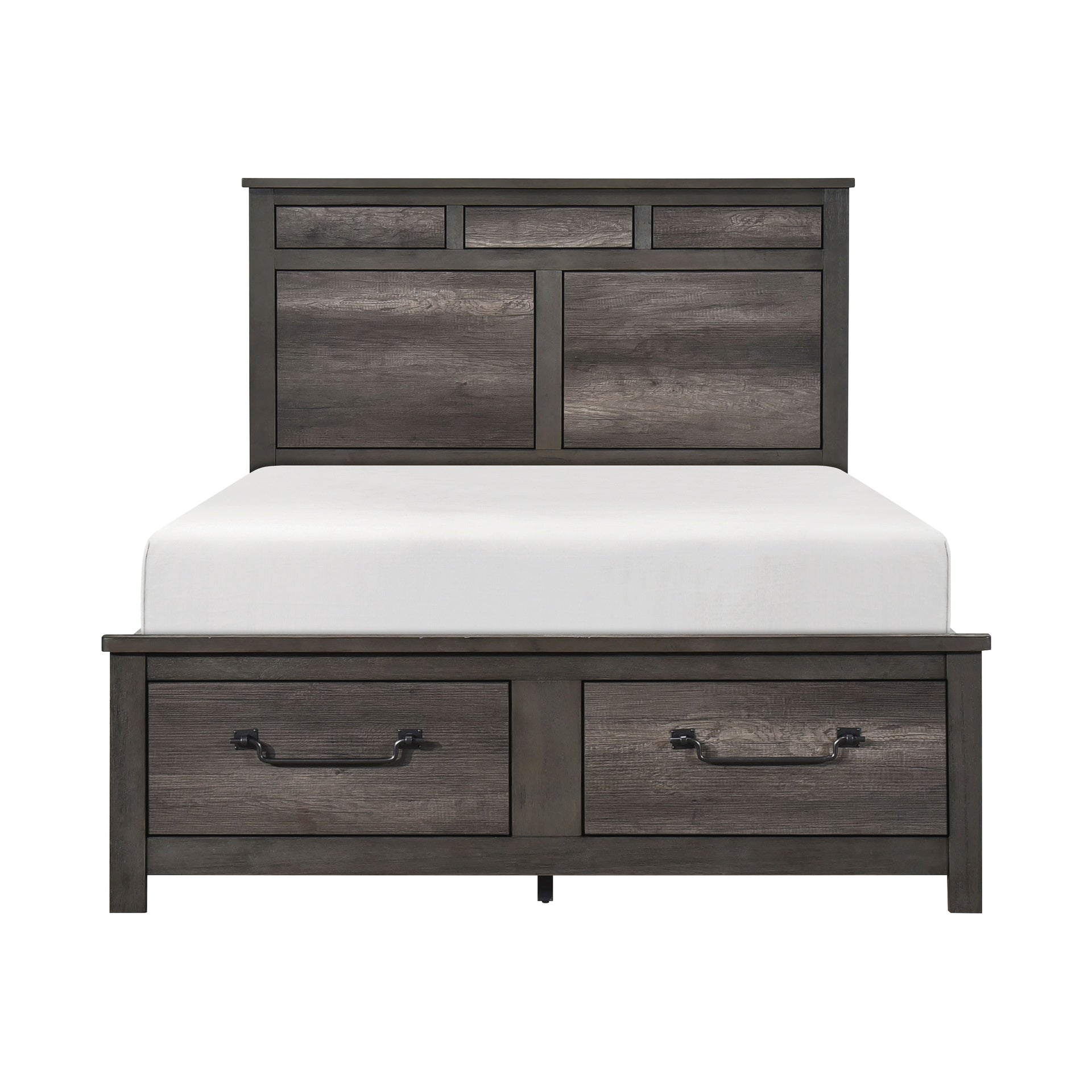 1pc Gray Finish Queen Platform Bed with Footboard Storage Wooden Furniture Traditional Design