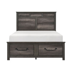 1pc Gray Finish Queen Platform Bed with Footboard Storage Wooden Furniture Traditional Design