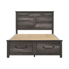 1pc Gray Finish Queen Platform Bed with Footboard Storage Wooden Furniture Traditional Design