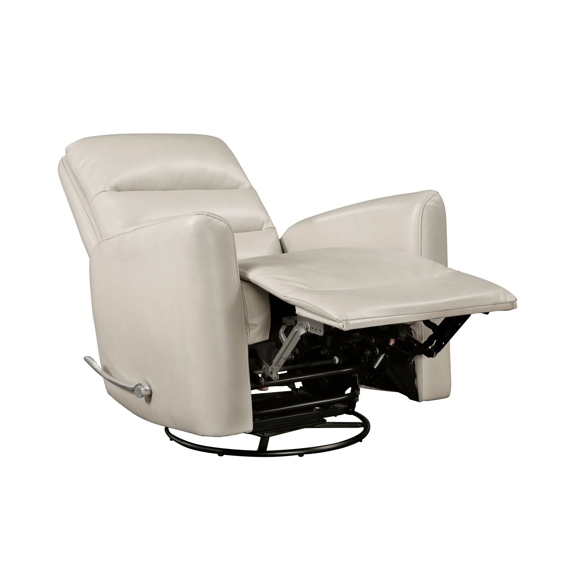Glider Reclining Chair Swivel Motion Beige Breathable Faux Leather Upholstery Luxury Living Room Furniture, Movie Chair