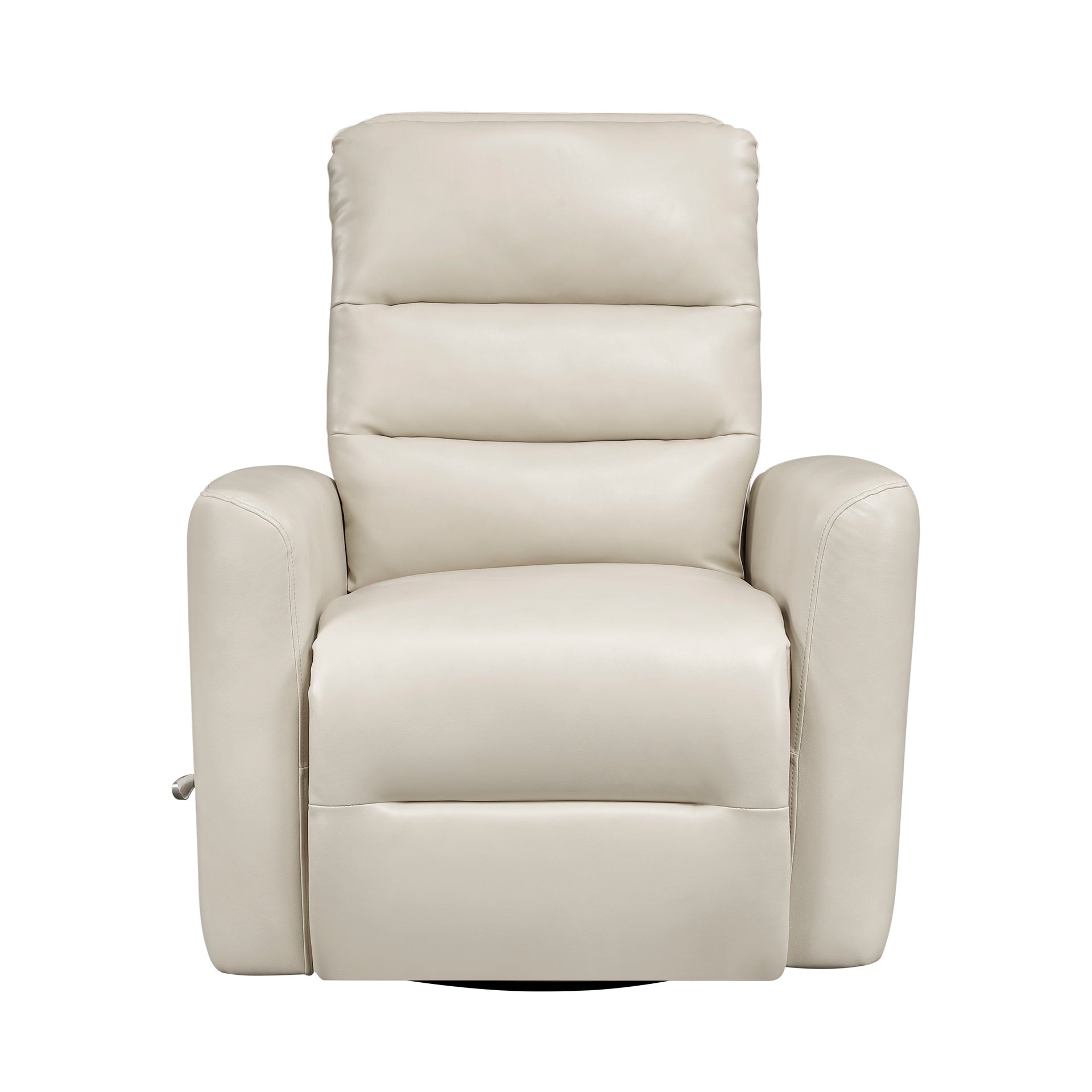 Glider Reclining Chair Swivel Motion Beige Breathable Faux Leather Upholstery Luxury Living Room Furniture, Movie Chair