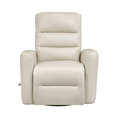 Glider Reclining Chair Swivel Motion Beige Breathable Faux Leather Upholstery Luxury Living Room Furniture, Movie Chair