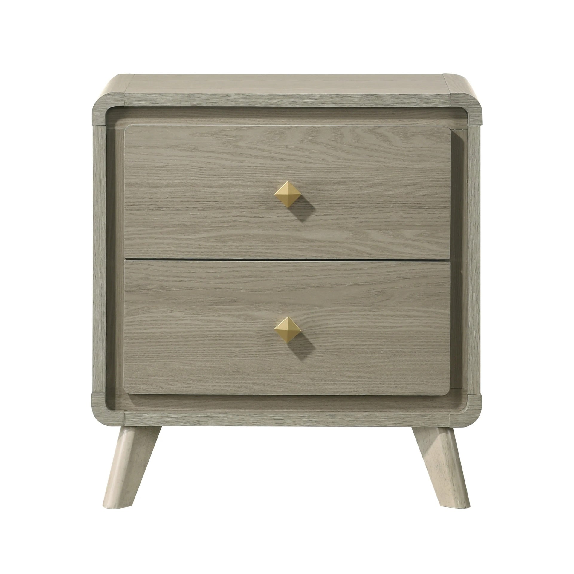 Contemporary Style Nightstand Tapered Legs English Dovetail Drawer Metal Glides Gray Finish Bedroom Furniture
