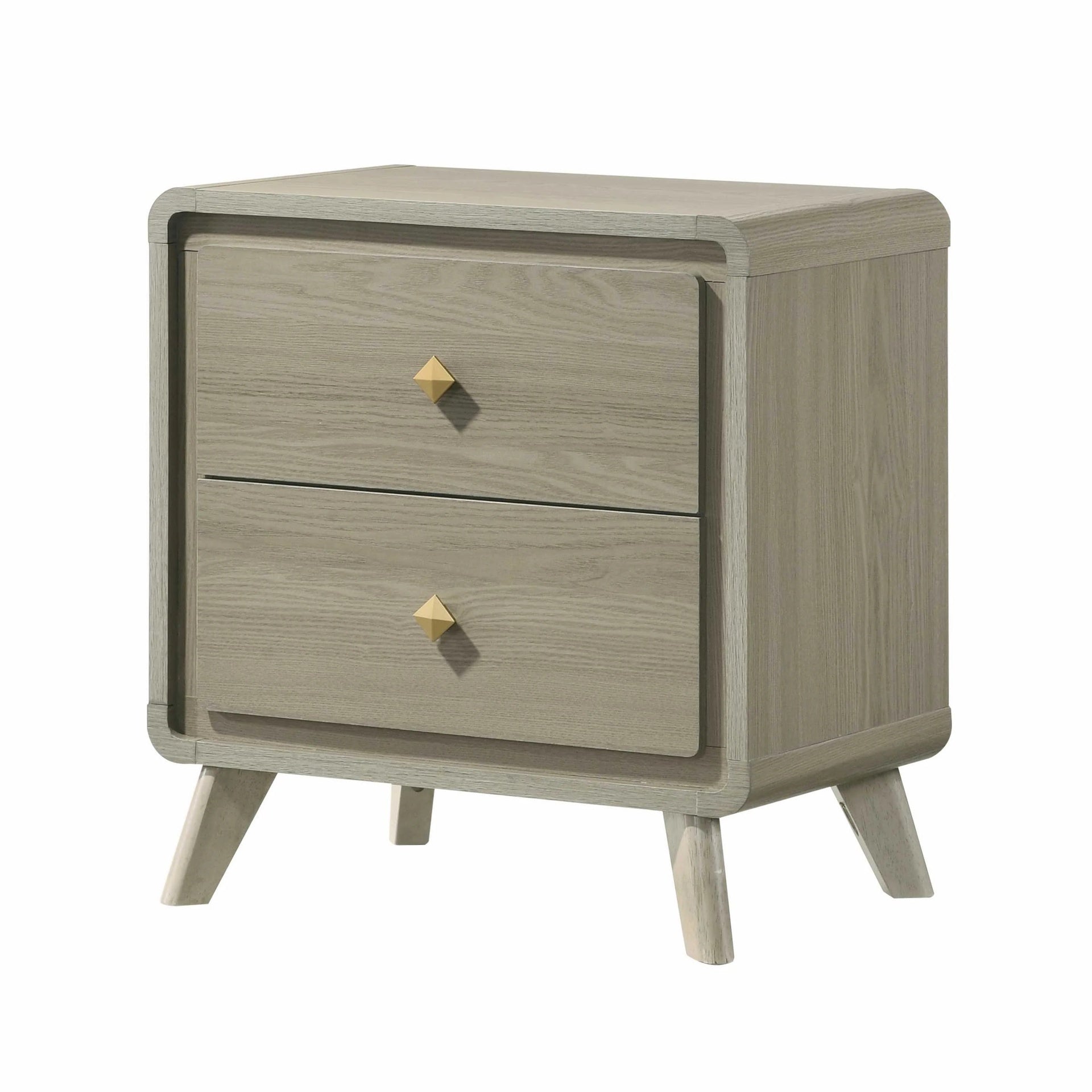 Contemporary Style Nightstand Tapered Legs English Dovetail Drawer Metal Glides Gray Finish Bedroom Furniture