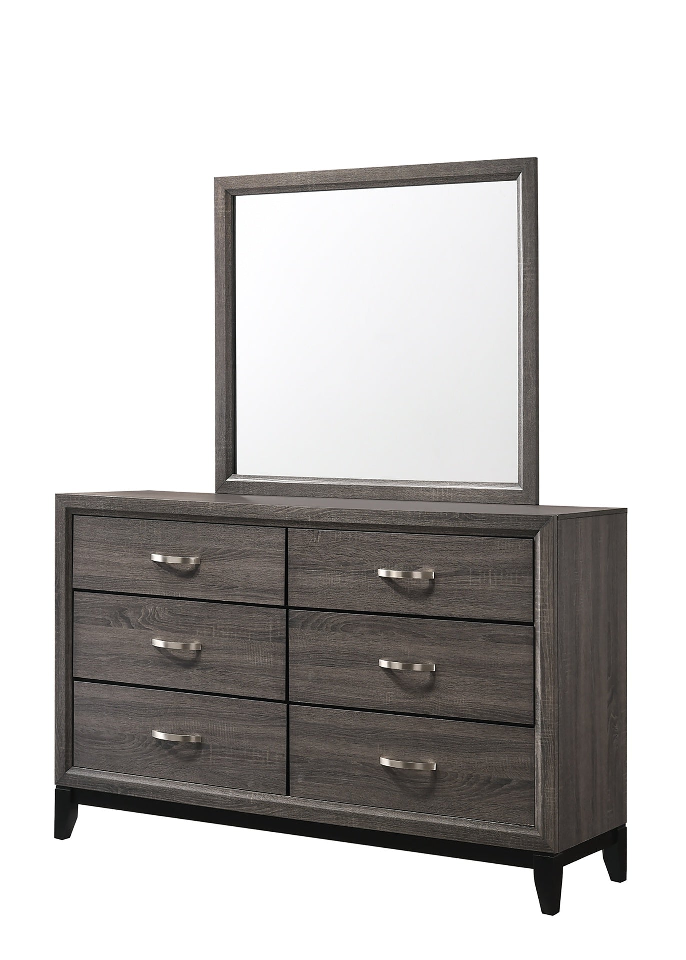 1pc Contemporary 6-Drawer Dresser Gray Finish Wooden Bedroom Furniture