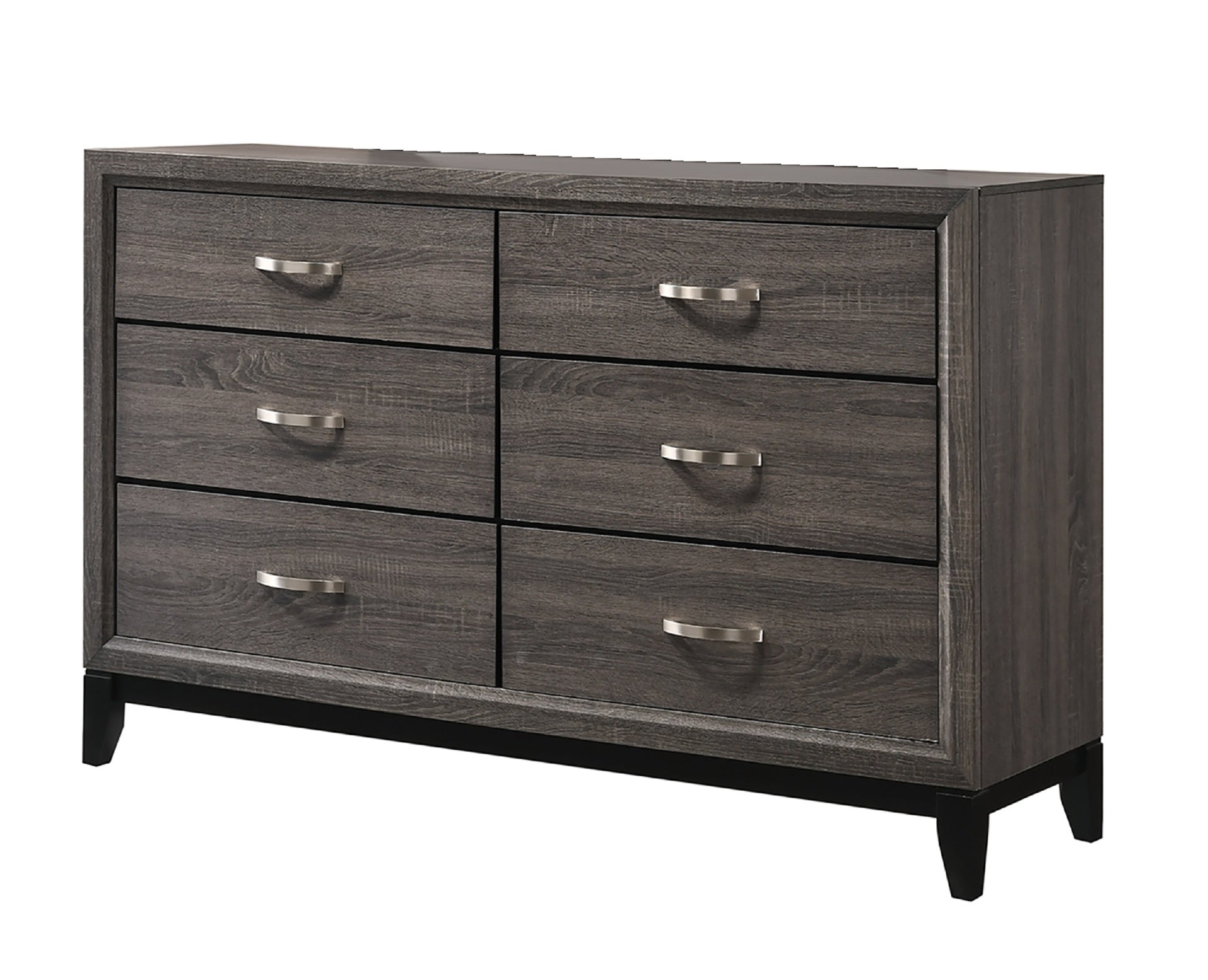 1pc Contemporary 6-Drawer Dresser Gray Finish Wooden Bedroom Furniture