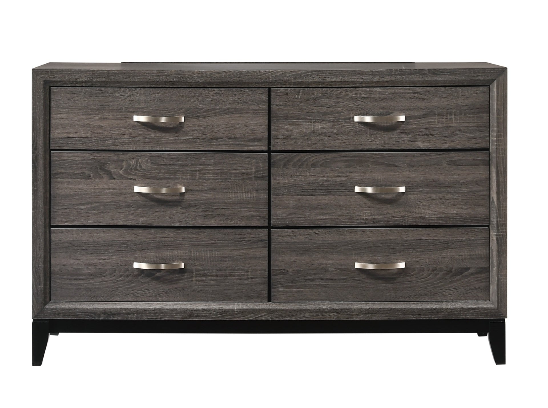 1pc Contemporary 6-Drawer Dresser Gray Finish Wooden Bedroom Furniture