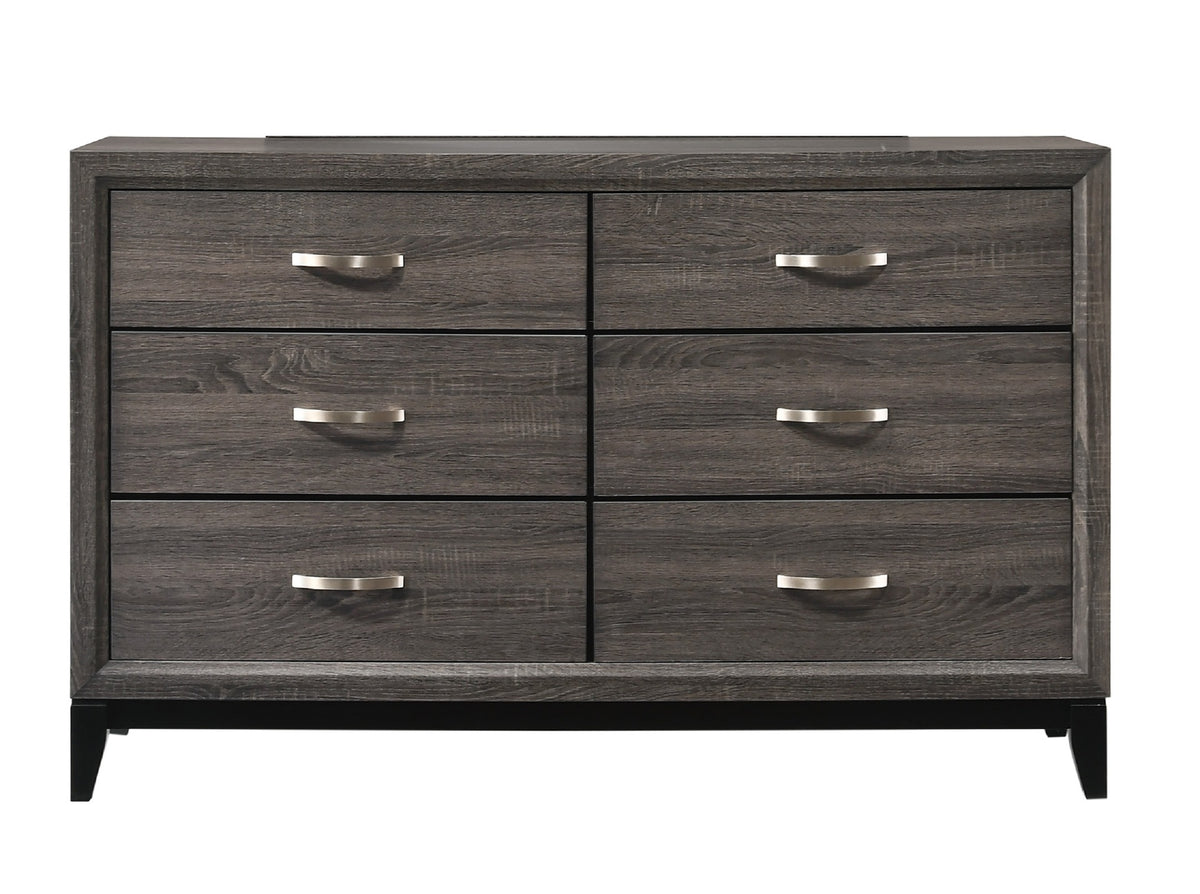 1pc Contemporary 6-Drawer Dresser Gray Finish Wooden Bedroom Furniture