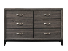 1pc Contemporary 6-Drawer Dresser Gray Finish Wooden Bedroom Furniture