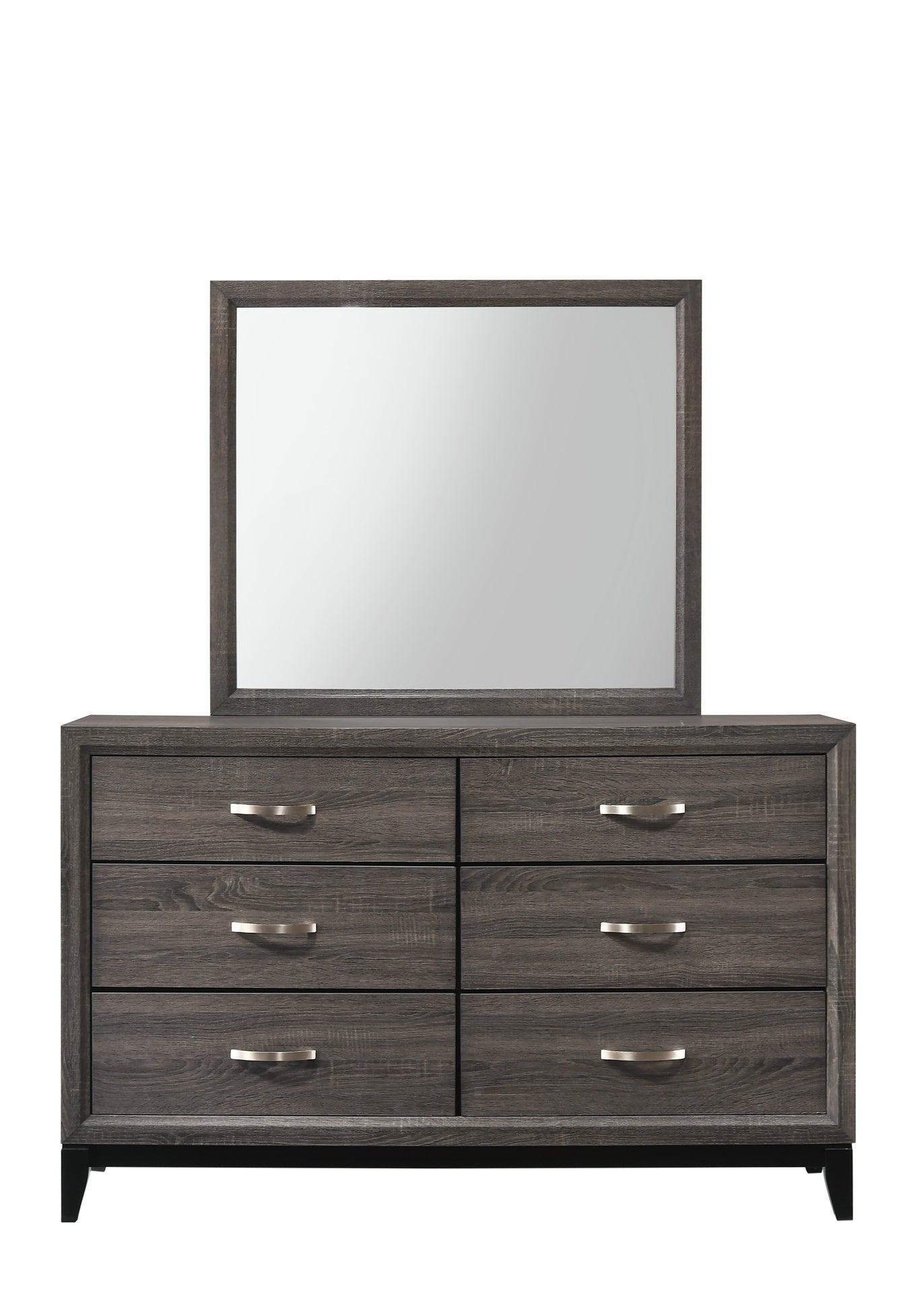 1pc Contemporary 6-Drawer Dresser Gray Finish Wooden Bedroom Furniture