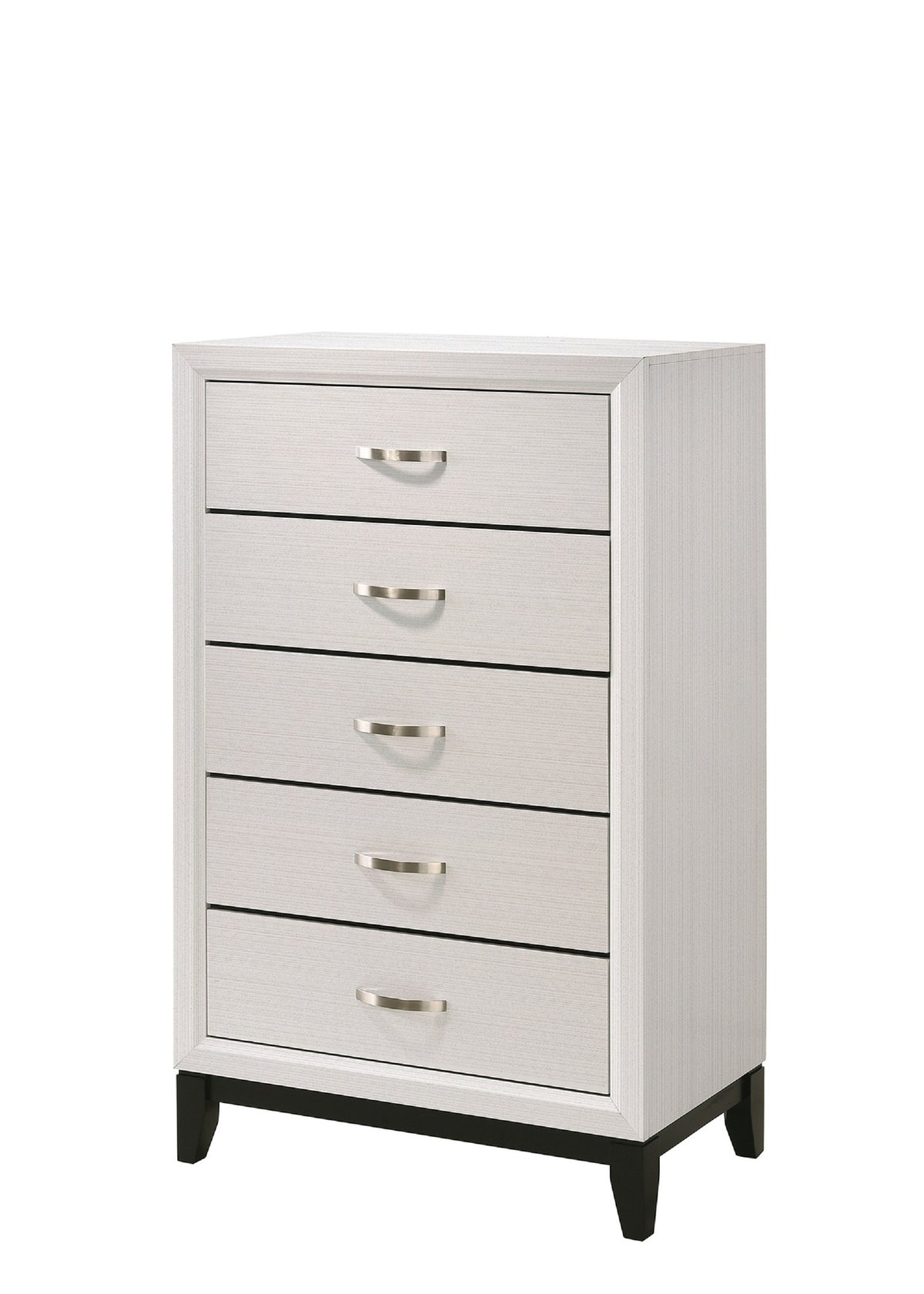 1pc Contemporary 5-Drawer Tall Chest White Finish Wooden Bedroom Furniture
