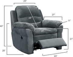 Felix Collection Contemporary Style Fabric Upholstered Living Room Electric Recliner Power Chair, Dark Grey