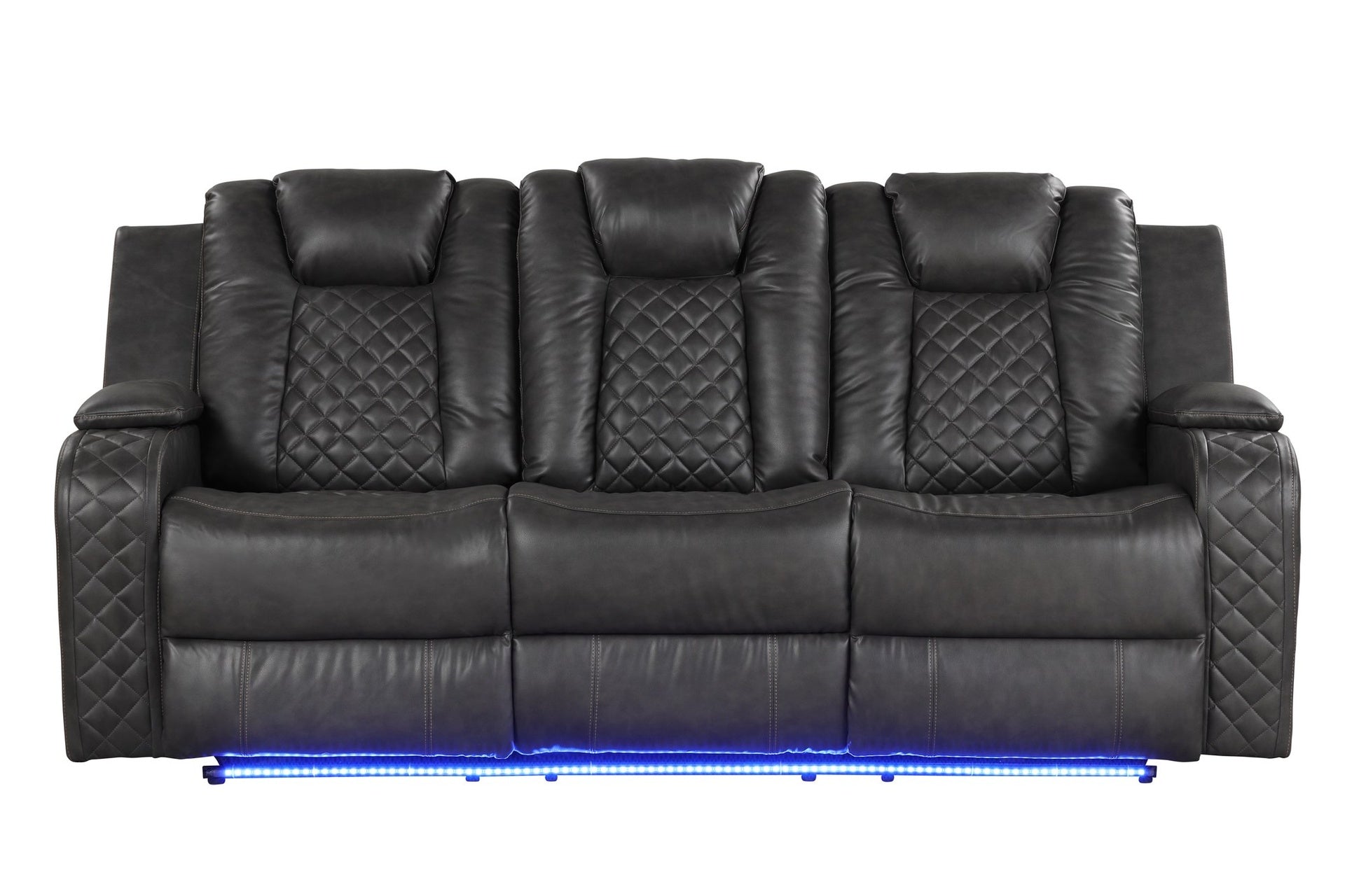 BENZ LED & Power Reclining Sofa Made With Faux Leather in Black      same as G150109053  (B is NJ inventory)